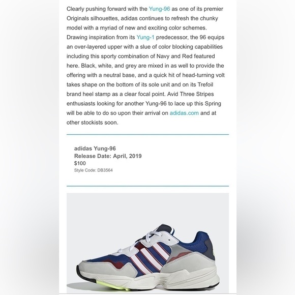 Adidas Yung -96 Navy Red Running Sneaker Shoes. Men’s Size 10. - Picture 9 of 13